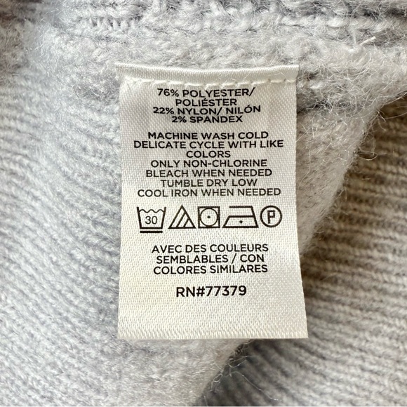 NWT Ann Taylor Soft Spun Cool Gray Balloon Sleeve Women’s Pointelle Sweater Sz M - Picture 12 of 13